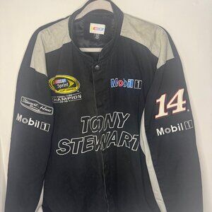 TONY STEWART NASCAR Jacket Large Cotton Canvas Bomber 3 Time Champion T15